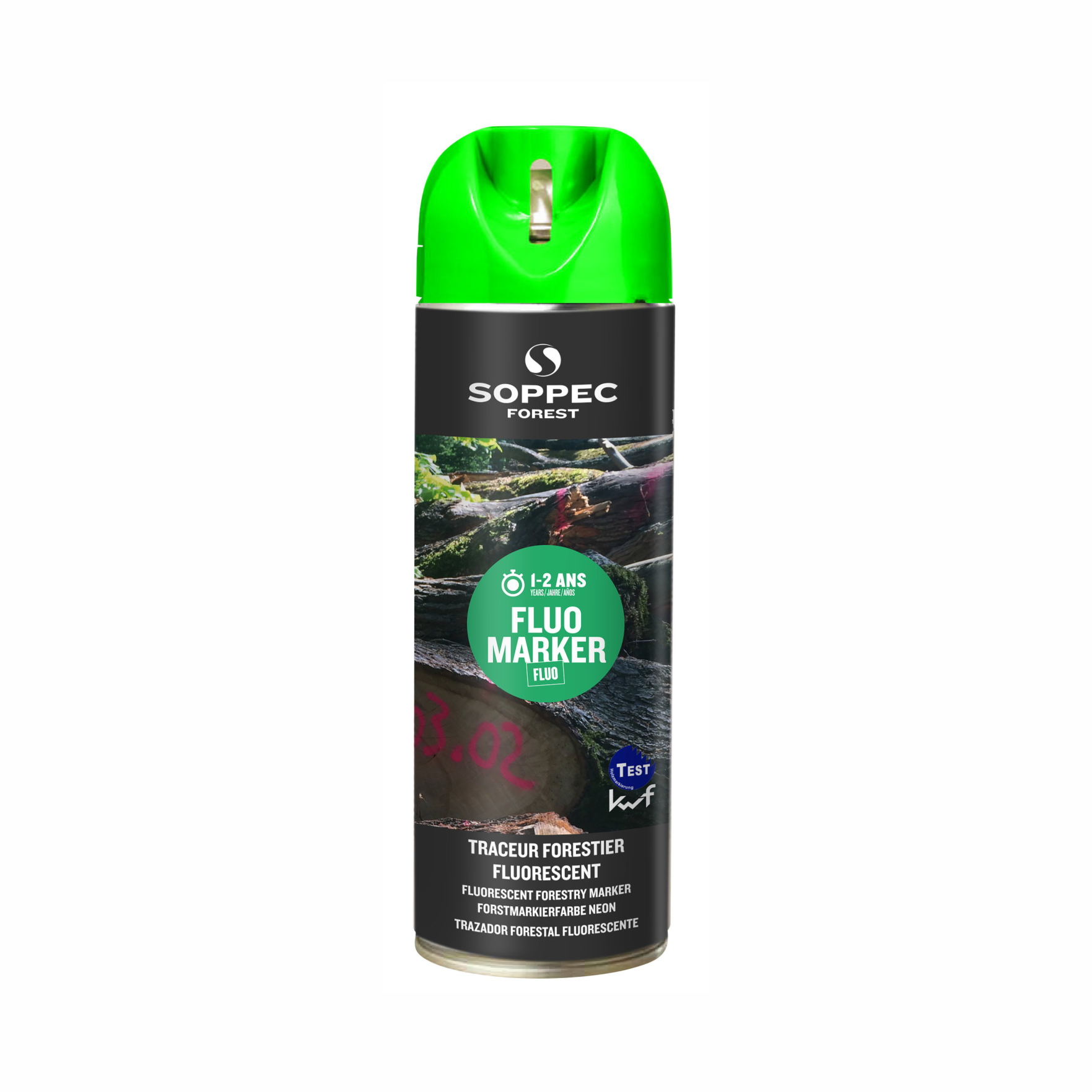 Фарба для маркування деревини SOPPEC Fluo Marker, 500мл, зелена. Стійкість до 24 місяців.